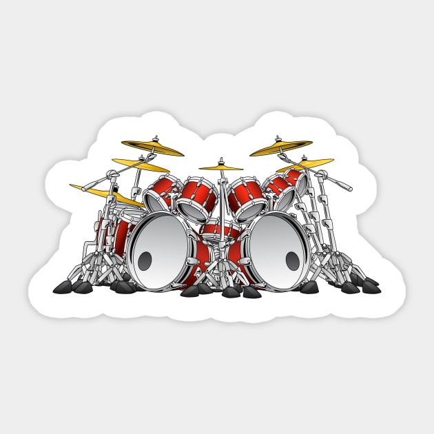 10 Piece Drum Set Cartoon Drums Sticker TeePublic